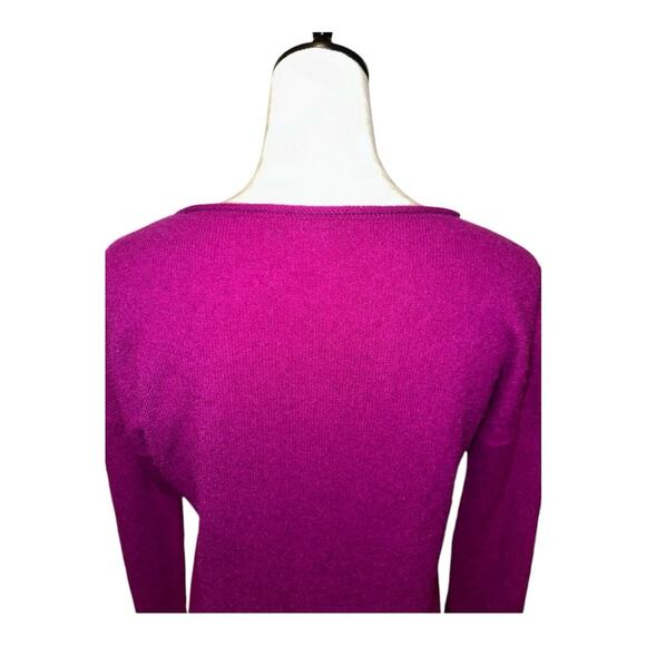 CHRISTOPHER FISCHER 100% Cashmere Oversized Magenta Hi/Low Crewneck Sweater Sz.M - Picture 5 of 8